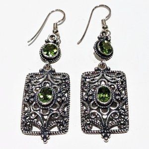 Peridot Dual-Tier Filigree Drop Earrings